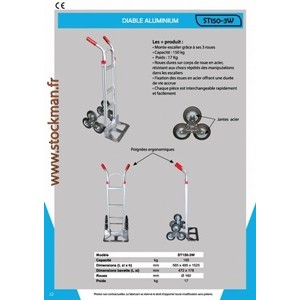 Diable aluminium 6 roues Cap 150KG ST150-3W Stockman