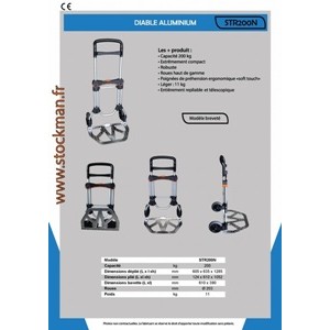 Diable aluminium pliable Cap 200KG STR200N Stockman